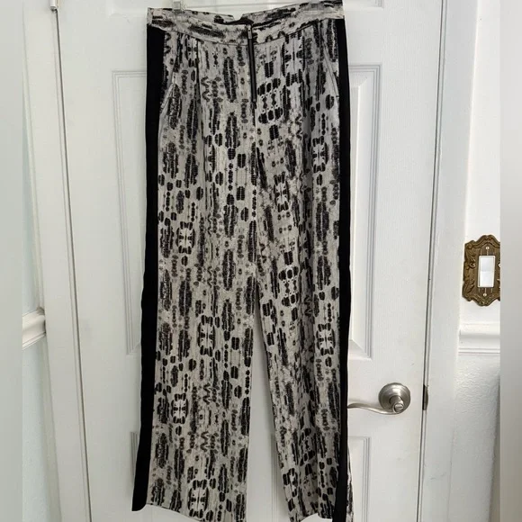 BCBGMaxAzria RASHA Black and White Wide Leg Pants Size Small - Picture 4 of 16